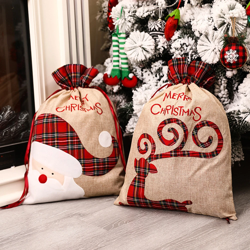 Luxury Xmas Bags - Büyük Noel Hediye Çantası İpli Lüks