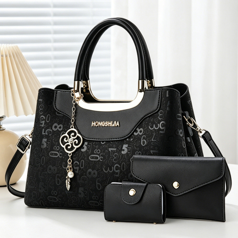 Luxury Zipper Bags - 3 Parçalı Moda Kadın Çanta Seti,