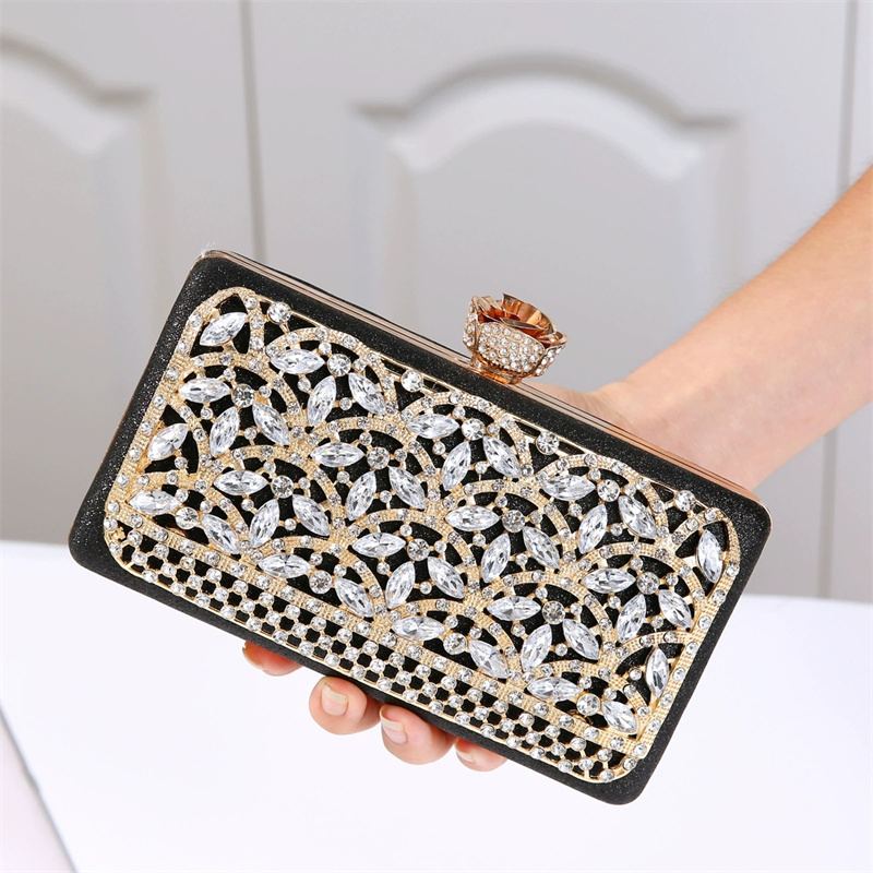 Luxury Bags Dubai - Lüks Elmas Metal Çerçeveli Abiye Çantası