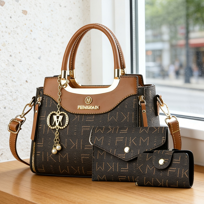 Luxury Zipper Bags - 3 parçalı hafif lüks baskılı harfli