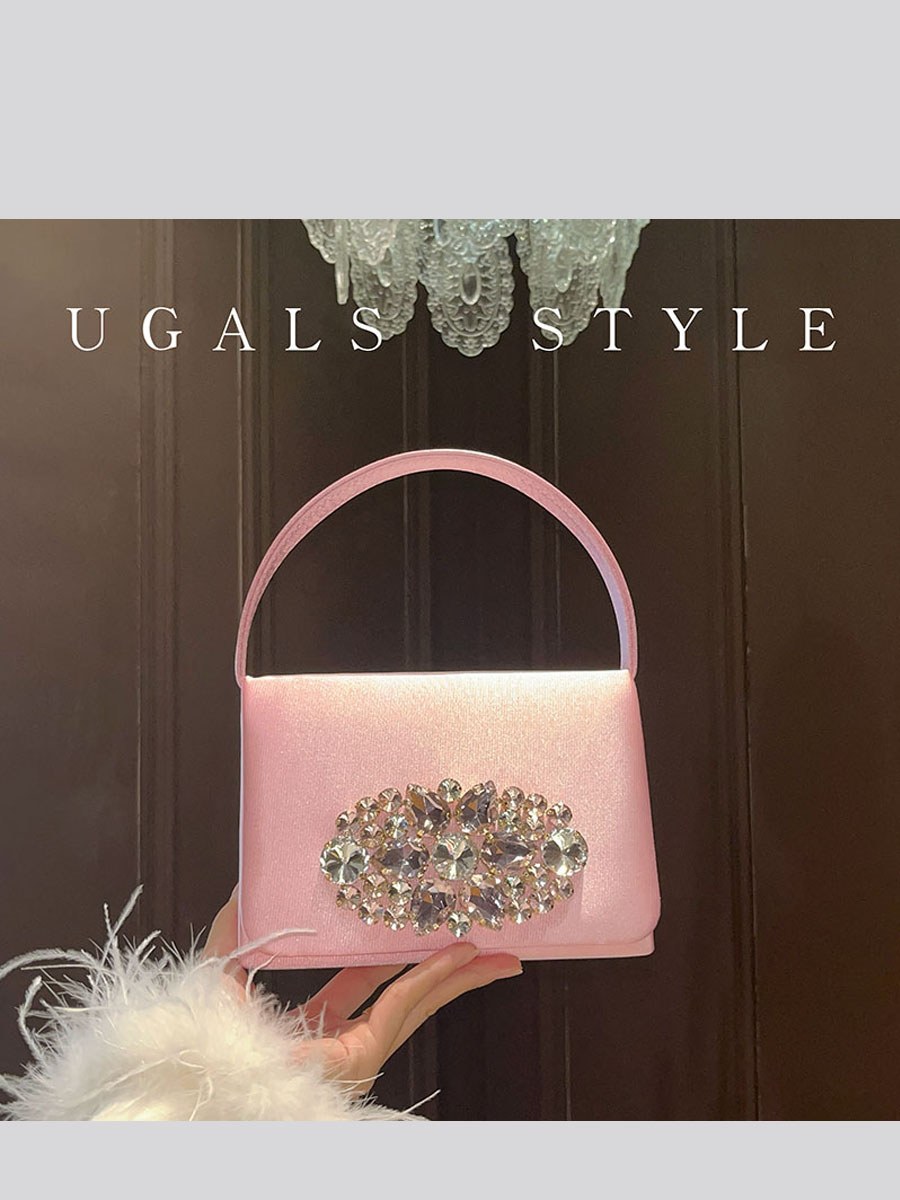 Luxury Bags For Young Women - UGALS Lüks Saten Elmas Taşlı Küçük