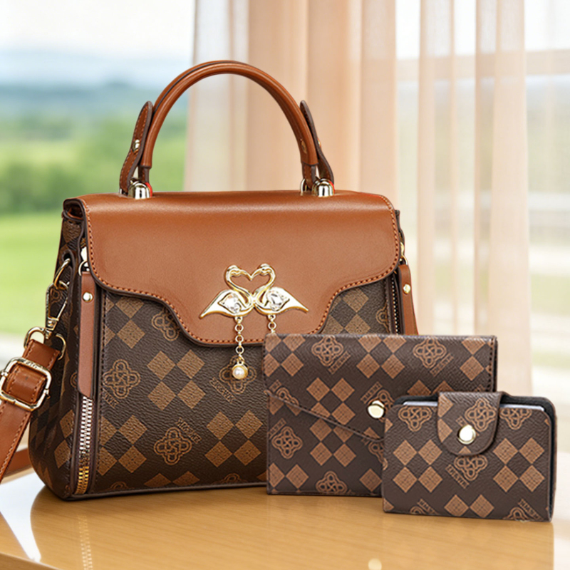 Luxury Zipper Bags - 3 parçalı kadın çanta seti, hafif