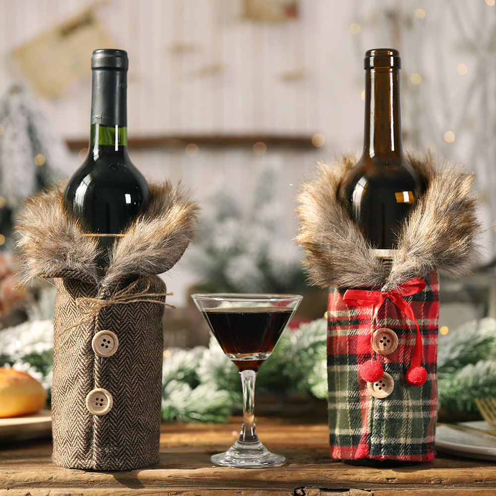 Luxury Xmas Bags - Lüks Noel Şarap Şişesi Kılıfı Çizgili