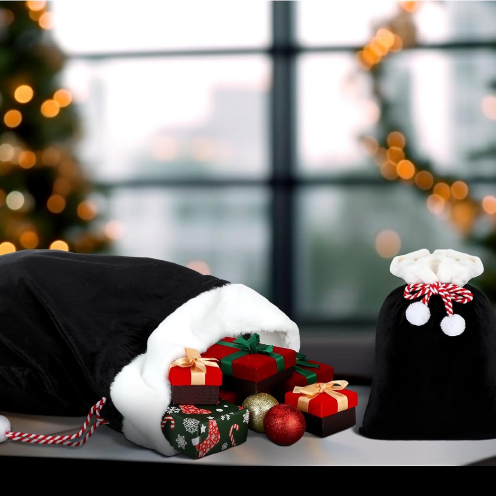 Luxury Xmas Bags - Siyah Noel Baba Çuval Çanta Taklit
