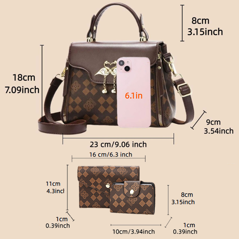 3 parçalı kadın çanta seti, ha - Luxury Zipper Bags incelemesi ve fiyatı