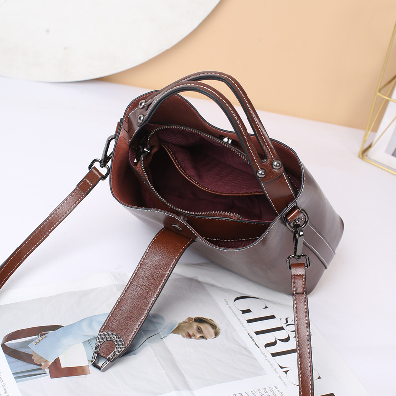 Gerçek Yağ Balmumu Deri kadın  - Luxury Bags From China incelemesi ve fiyatı